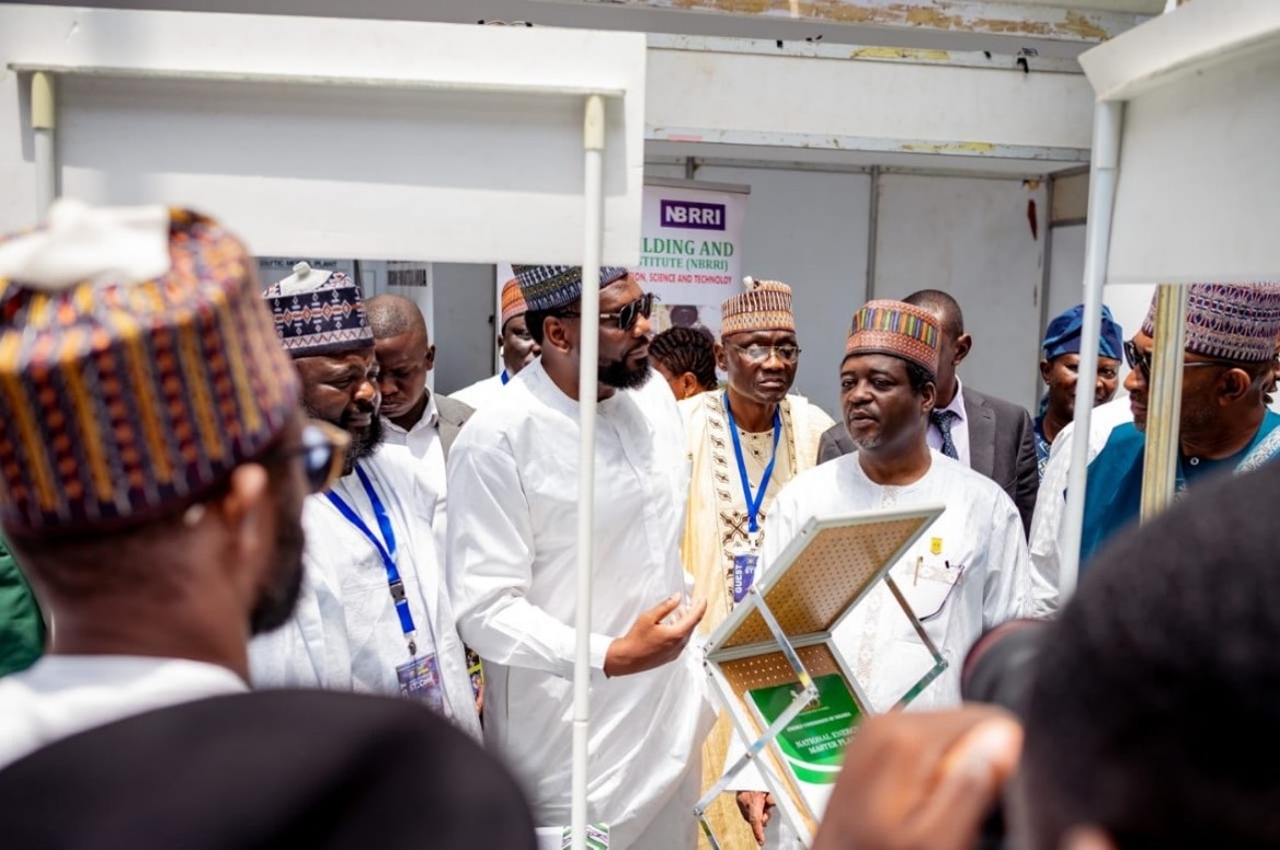 The Chairman, Alpha Helix Foundation (3rd from right) during the Tour of Exhibition Stands led by the Permanent Secretary at the 2nd edition of the International Science, Technology and Innovation Conference (STICONF 2026) at the TY Danjuma Foundation, Abuja
